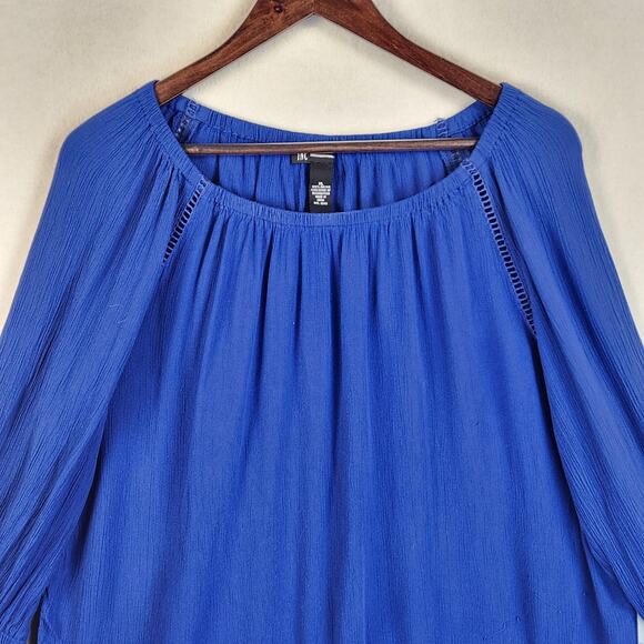 INC International Concepts Women’s Peasant Blouse XL Blue Relaxed Fit EUC - Picture 5 of 14